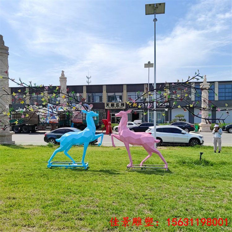 不锈钢小鹿景观雕塑 工厂售楼处园林造型动物雕塑摆件 (1)