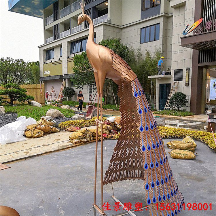厂家定制不锈钢孔雀雕塑 房地产景观雕塑小品 (4)