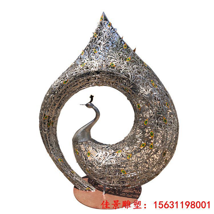 厂家定制不锈钢孔雀雕塑 房地产景观雕塑小品 (3)