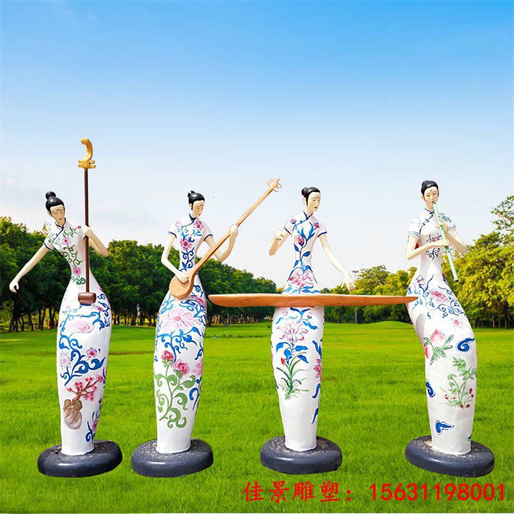 现代抽象人物雕像 音乐主题场景人像雕塑 户外运动人物 (3)