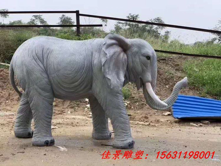 玻璃钢仿真大象雕塑园林装饰玻璃钢动物雕塑 (2)