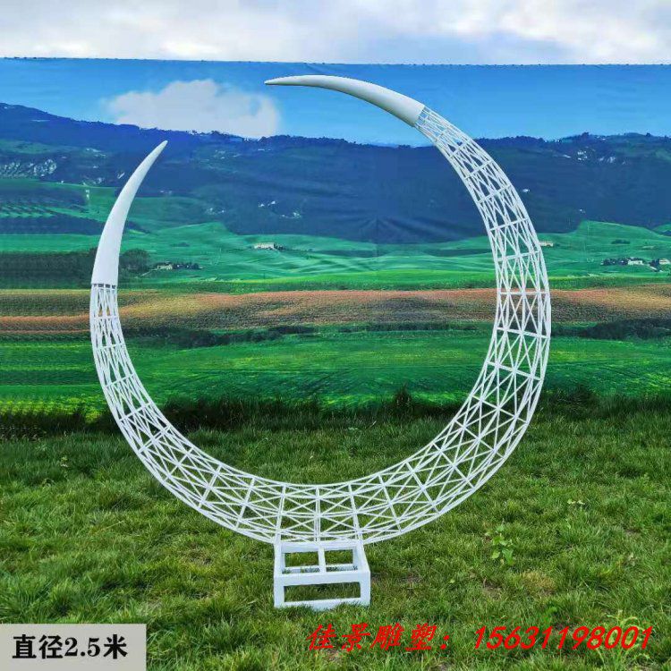 不锈钢创意月亮雕塑园林景观雕塑 (6)