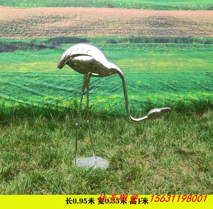 不锈钢火烈鸟雕塑动物雕塑城市景观雕塑 (1)