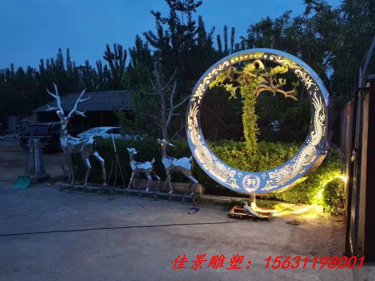 不锈钢圆环雕塑发光圆环雕塑广场景观雕塑价格 (2)