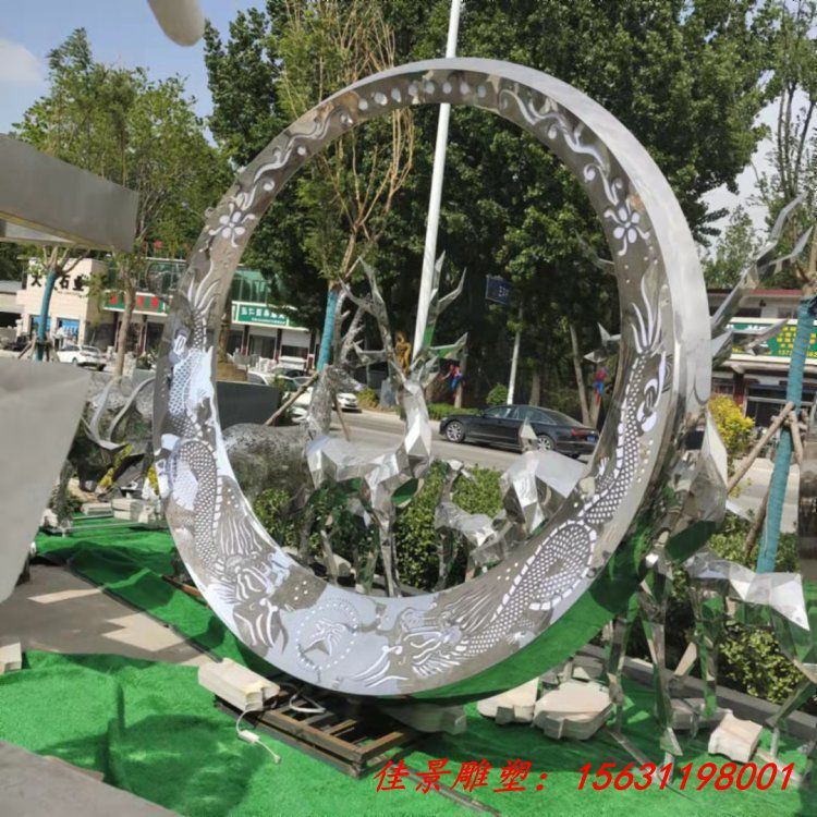 不锈钢圆环雕塑广场景观雕塑大型城市雕塑 (8)