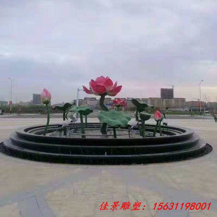 大型不锈钢植物雕塑公园景观荷花雕塑 (1)