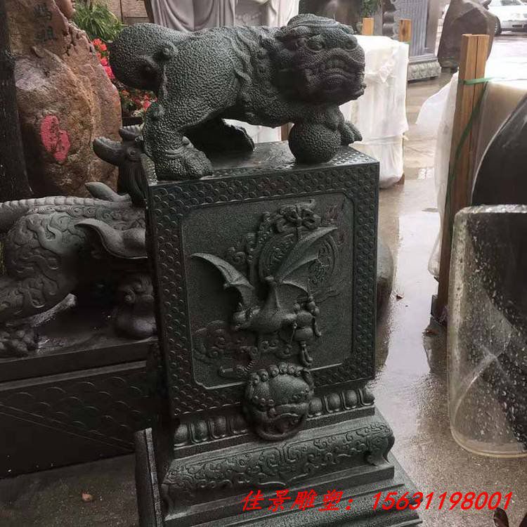 仿古雕刻青石抱鼓石 庭院传统石门鼓门当摆放 石材门墩 (2)