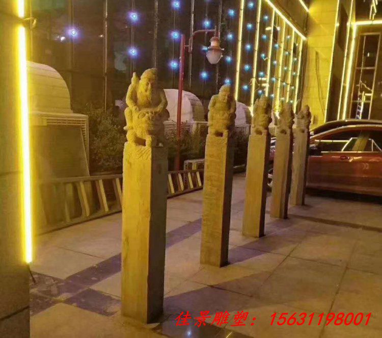 仿古石雕拴马桩青石做旧狮子拴马桩雕塑酒店庭院门口装饰摆件 (2)
