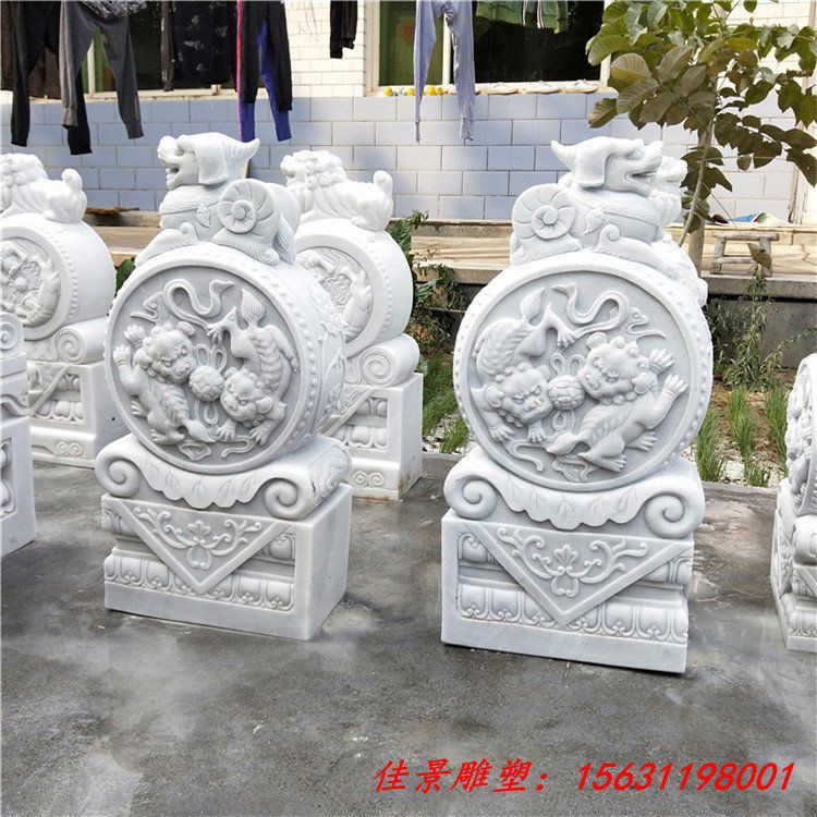 供应优质汉白玉门鼓石 石雕门墩 石头门墩 厂家现货直销各种门鼓石 (10)