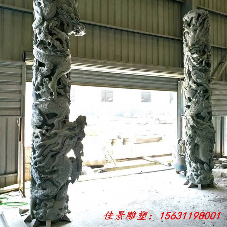 广场装饰大型石材盘龙柱 景区摆放华表柱石雕双龙柱 (1)