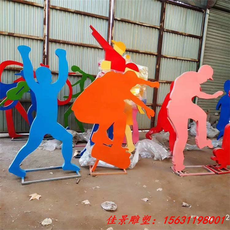 不锈钢抽象剪影打羽毛球雕塑 铁艺剪影运动人物摆件 (4)