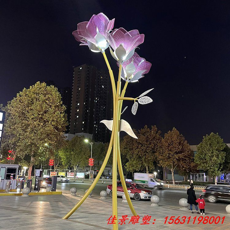 不锈钢雕塑发光花朵 广场公园大型地标城市景观摆件 (2)