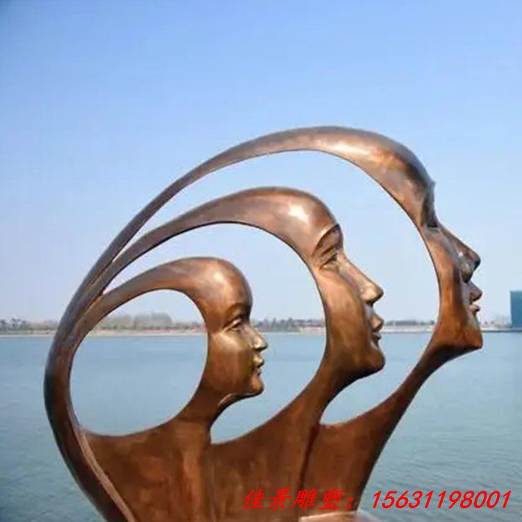 不锈钢抽象仿铜喷漆人物雕塑 城市广场园林地产景观摆件 (3)