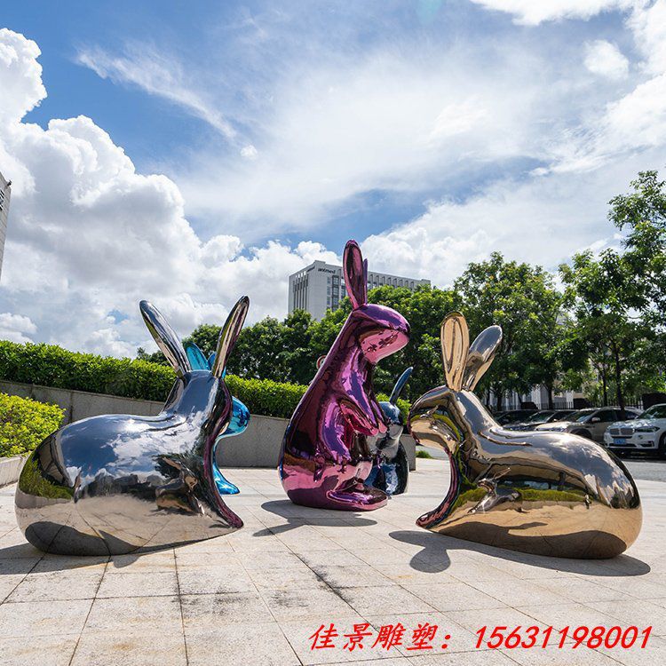 不锈钢动物雕塑 不锈钢兔子摆件景观雕塑 广场商场公园景观 (5)