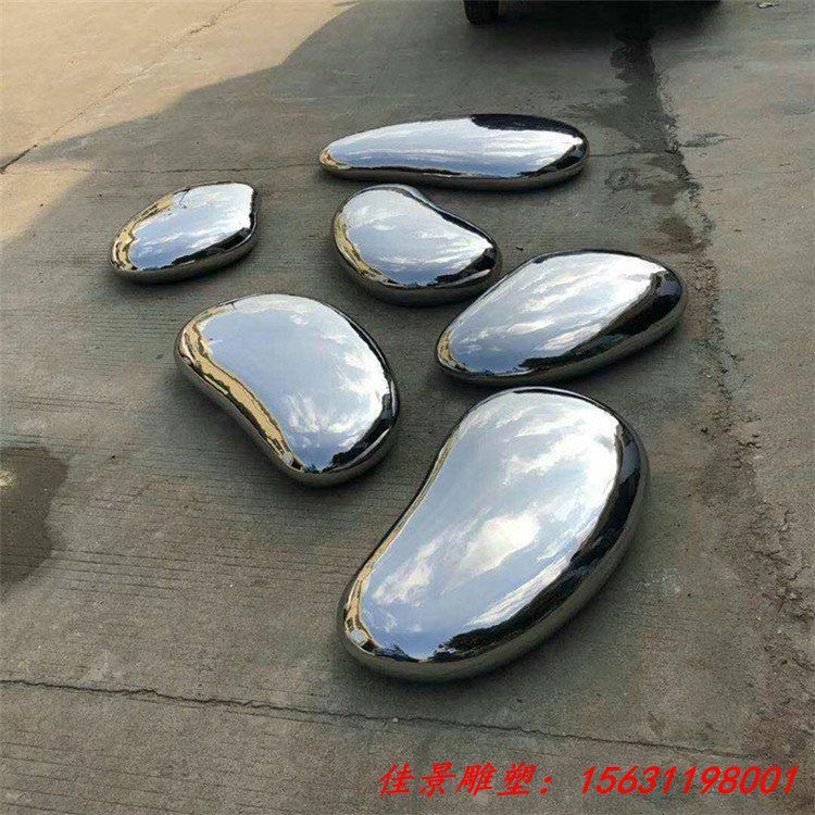不锈钢鹅卵石雕塑 镜面异形石头雕塑 小区绿化景观摆件 (4)