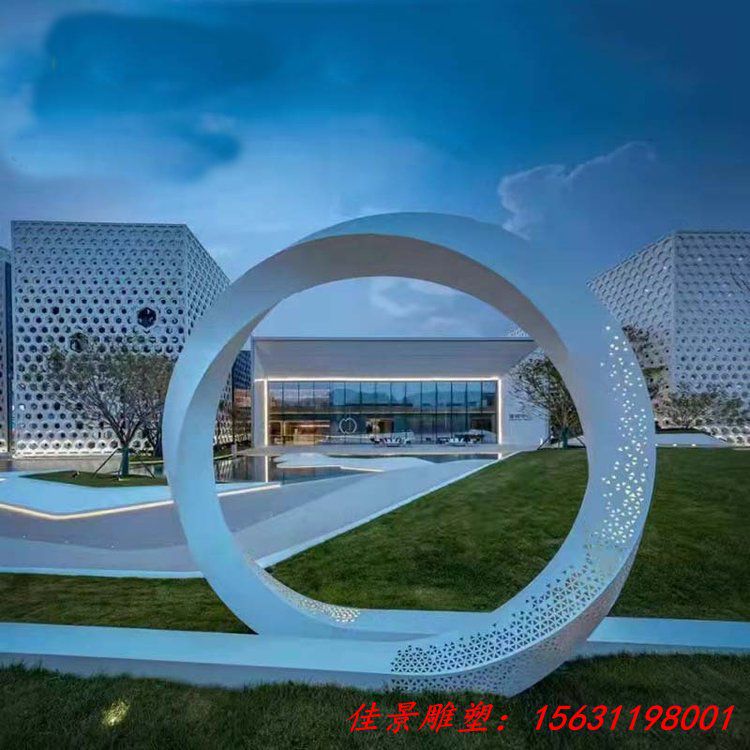 不锈钢广场雕塑户外广场园林工程金属圆环雕塑 (2)