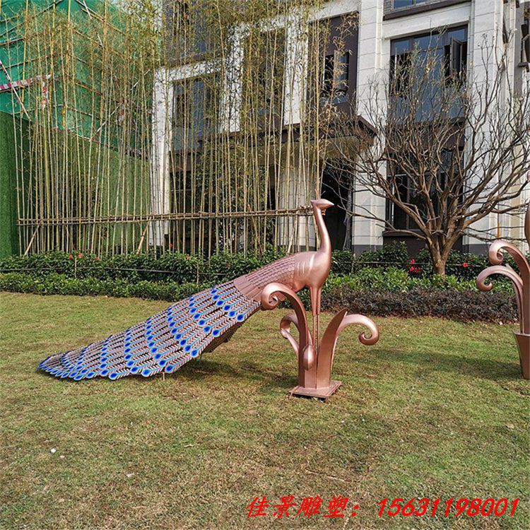 不锈钢孔雀雕塑 园林景观小品 (2)