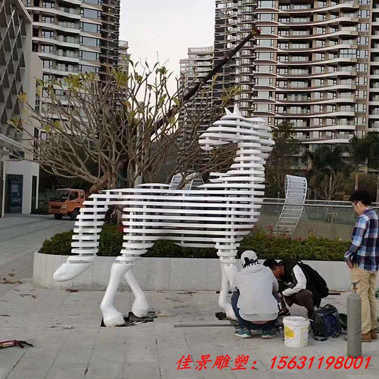 不锈钢镂空斑马雕塑 不锈钢条焊接斑马雕塑 (4)