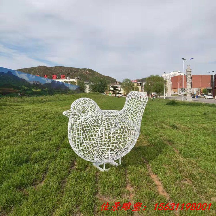 不锈钢小鸟雕塑 钢丝编织镂空小鸟雕塑 (6)