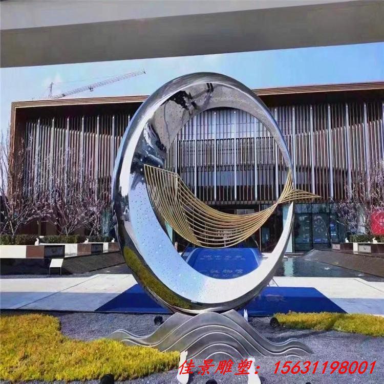 不锈钢圆环雕塑 抽象孔雀 (2)