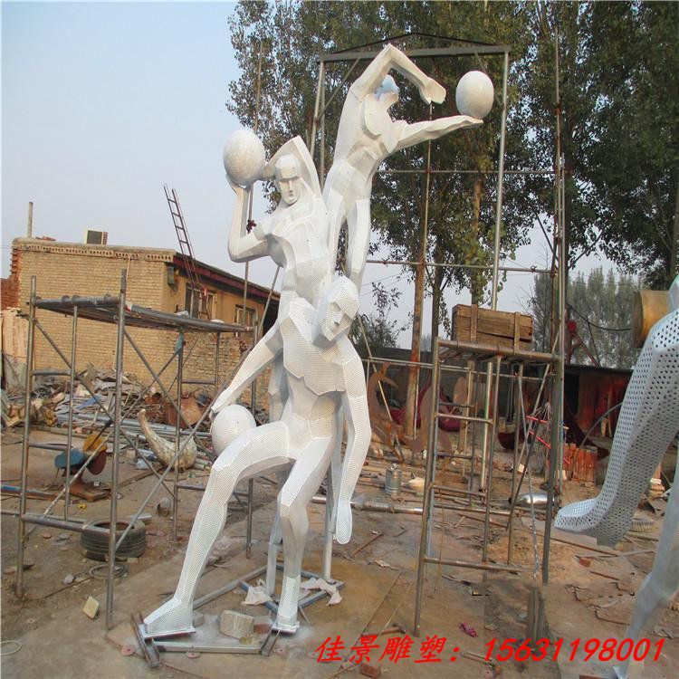 不锈钢运动人物打篮球人物雕塑定制 (2)