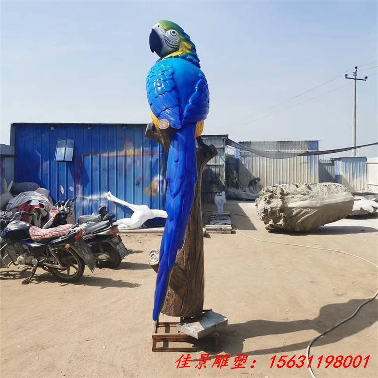 彩绘玻璃钢鹦鹉雕塑 仿真动物鸟类飞禽公园广场小区装饰摆件 (2)