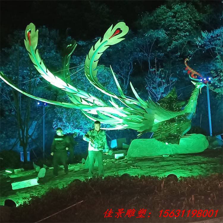 抽象不锈钢彩绘凤凰雕塑 大型户外广场城市景观金属摆 (2)