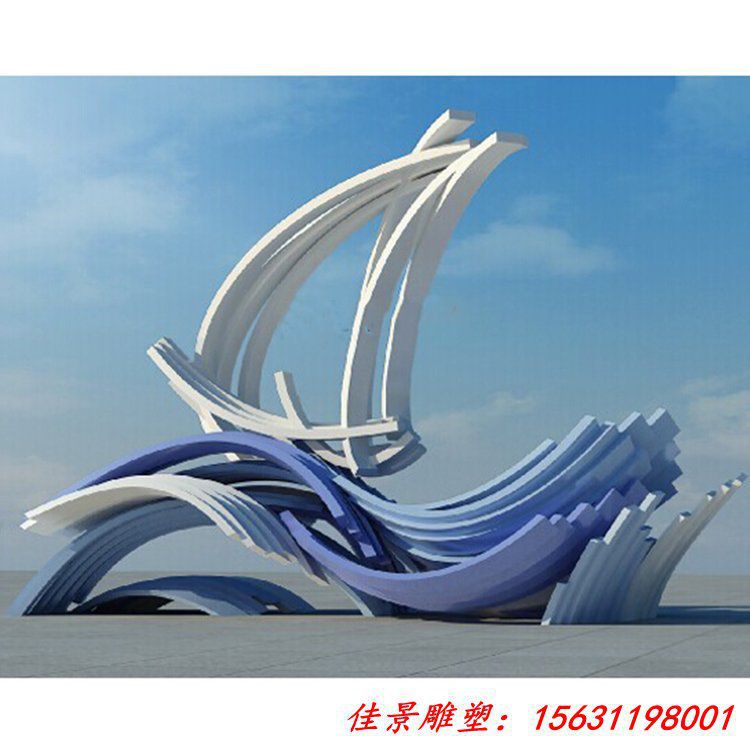 大型不锈钢帆船造型雕塑 城市学校公园景观摆件 (3)