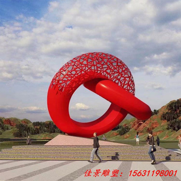 大型不锈钢镂空环环相扣雕塑 城市广场公园景观地标性摆件 (5)