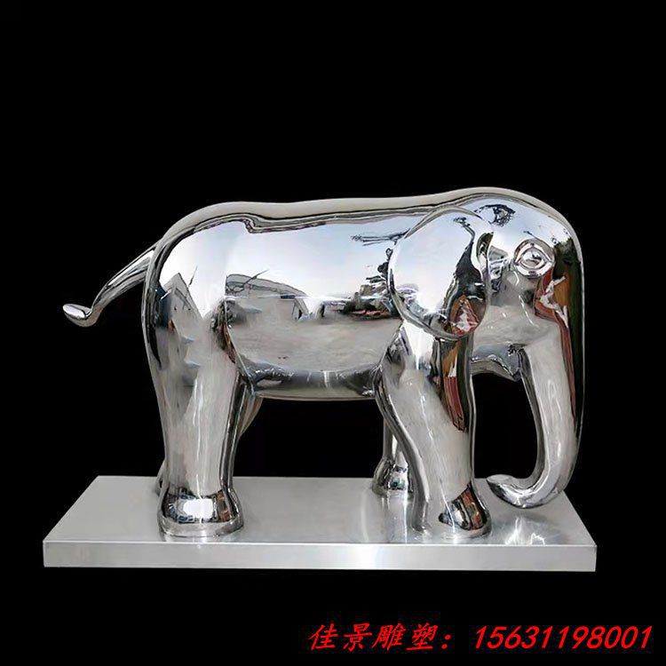 大型金属不锈钢镜面大象雕塑招财摆件艺术品定制城市景观 (5)