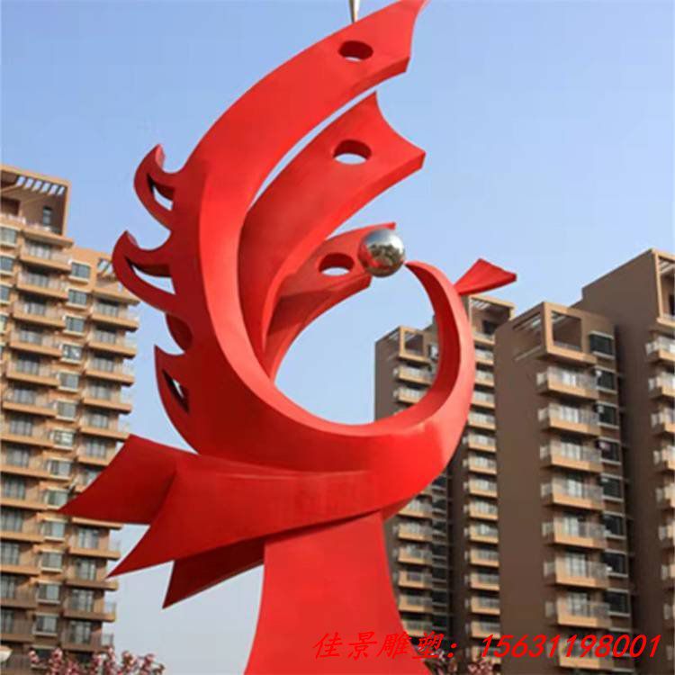 凤凰不锈钢校园广场雕塑 抽象地标景观镜面城市装饰摆件 (1)