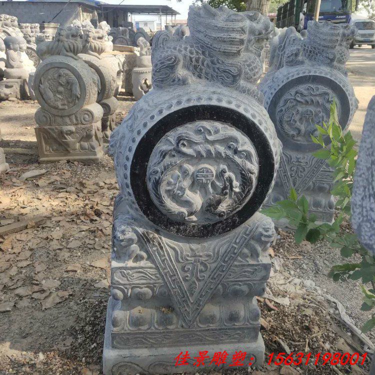 古建园林做旧石抱鼓 中式传统门鼓摆件 (1)