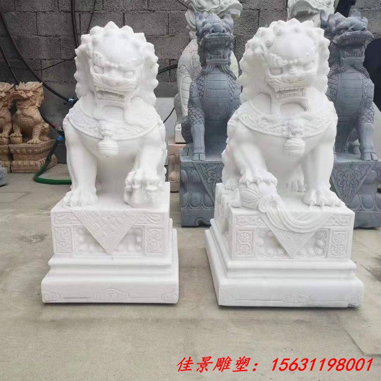 户外园林仿古汉白玉石狮子 立体雕刻 (2)[1]