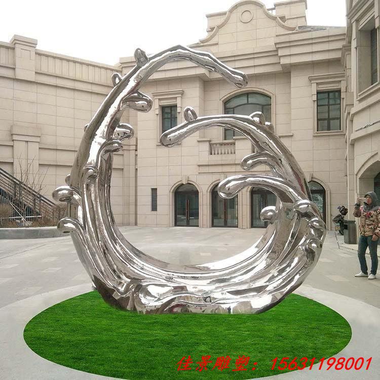 湖面上腾飞的不锈钢飞鸟雕塑 现代水景公园景观雕塑制 (1)