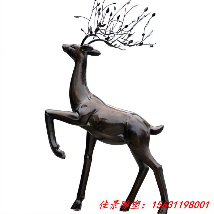 户外玻璃钢新中式鹿雕塑时尚摆件房地产小区动物园园林梅花鹿装饰 (2)