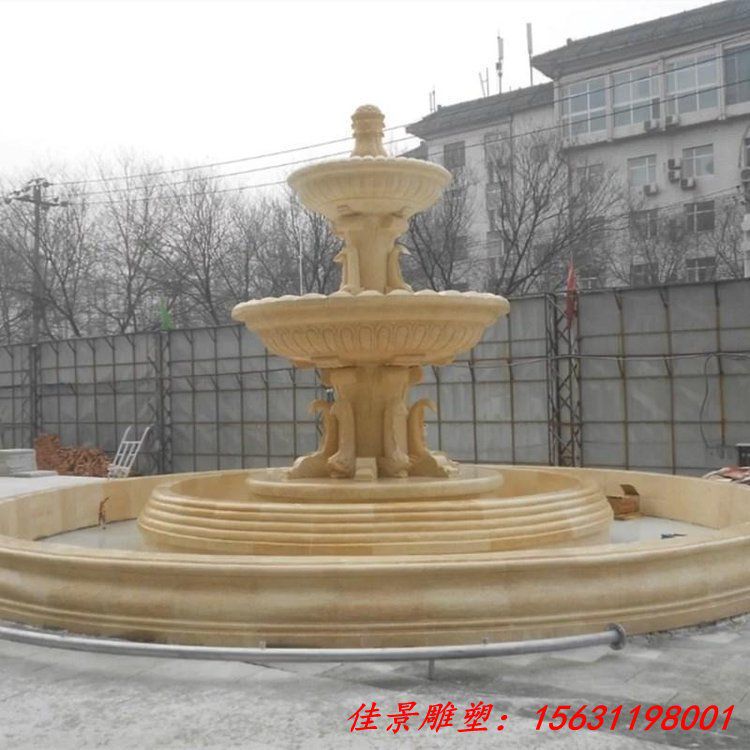 假山流水黄金麻喷泉 园林景观大型雕塑 喷泉厂 (2)