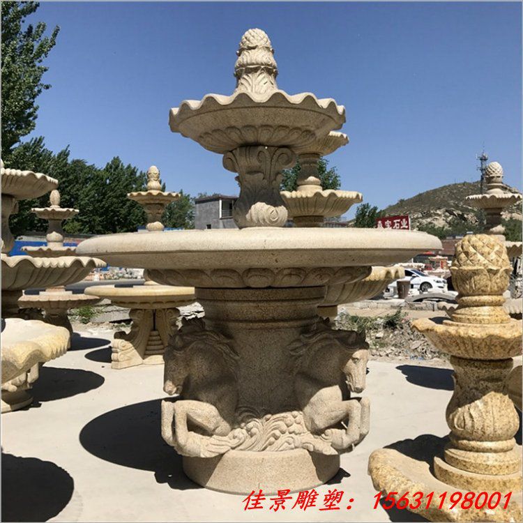 假山流水喷泉 景观水景雕塑 黄金麻喷泉 喷泉定制 (2)