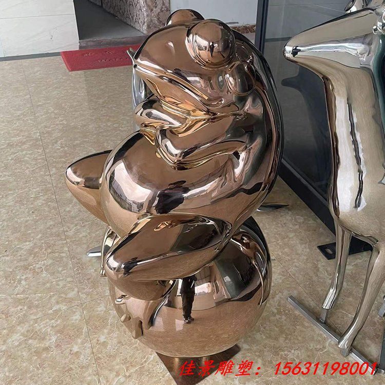 景观不锈钢雕塑艺术 镜面青蛙园林小品 定做加工厂 (4)