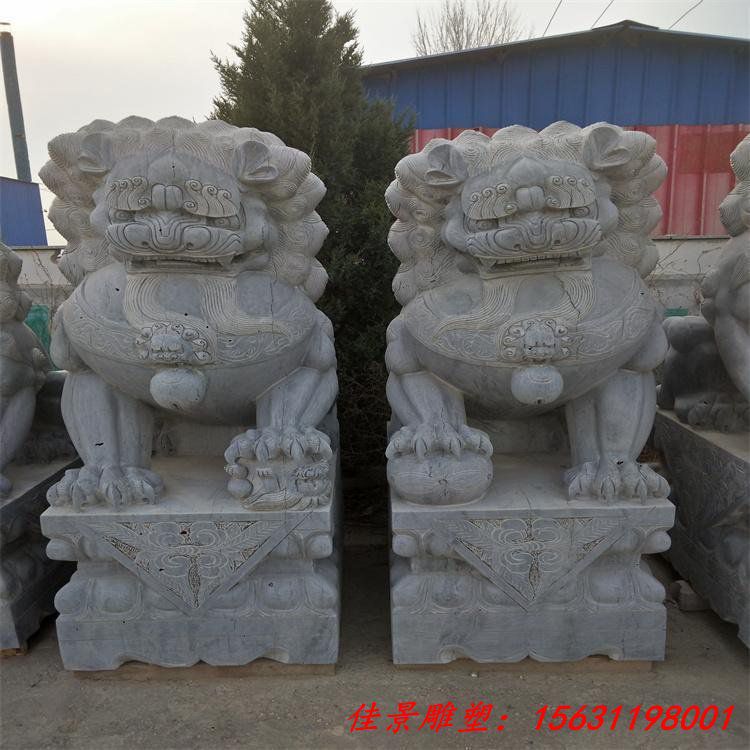 景区古建青石石狮子 园林动物石雕摆件 半手工雕刻 (3)
