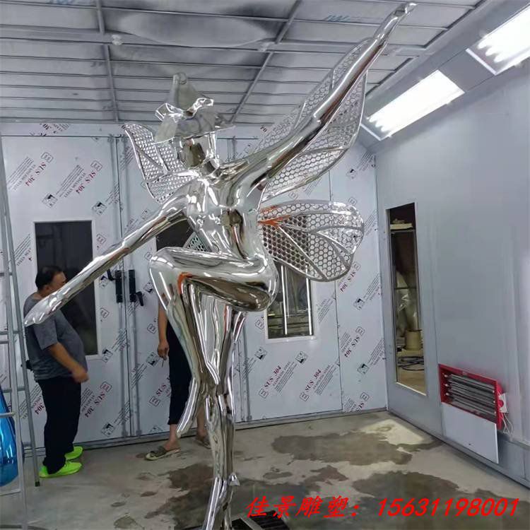 镜面不锈钢精灵人物仙子雕塑定制 金属镂空抽象户外公园景观装饰 (3)