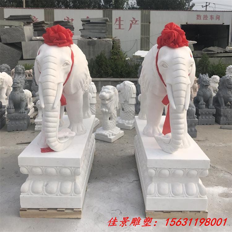 门口汉白玉石雕动物 (2)