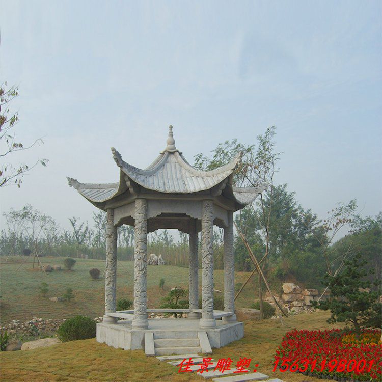 青石石凉亭 古建石雕长廊 石雕亭子雕刻制作生产厂 (2)
