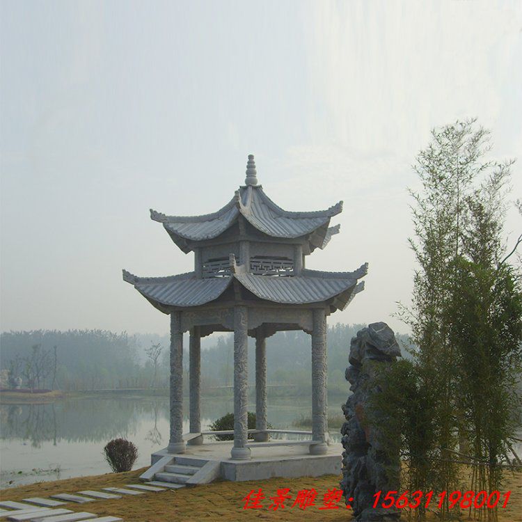 青石石凉亭 古建石雕长廊 石雕亭子雕刻制作生产厂 (4)
