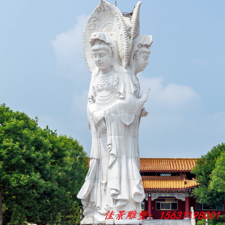 石雕观音像寺庙厂家制作汉白玉石雕佛像摆件花岗岩石材制作佛像 (4)