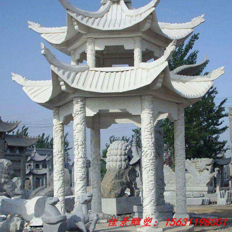 石亭子 别墅小区双层大理石石凉亭 (2)[1]