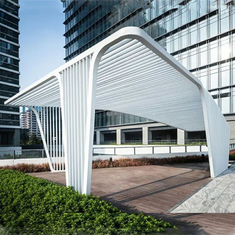 大型不锈钢廊架雕塑加工园林广场景观金属钢结构廊架设计凉亭 (2)
