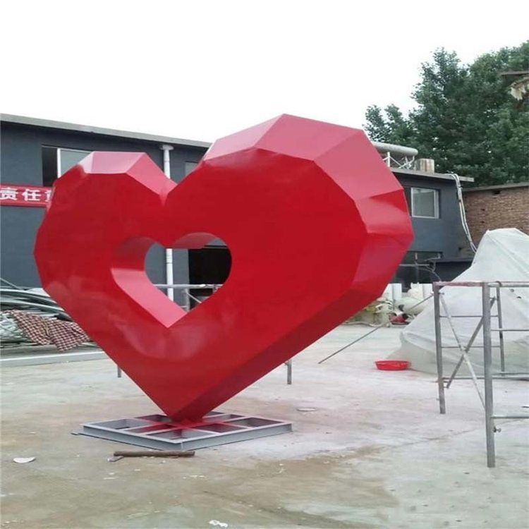 不锈钢LOVE字母雕塑 红色加工定制 几何爱心摆件 户外公园装饰 (4)
