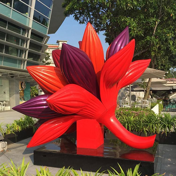 园林景观提升大型不锈钢材质雕塑 花朵造型提升小品 (4)