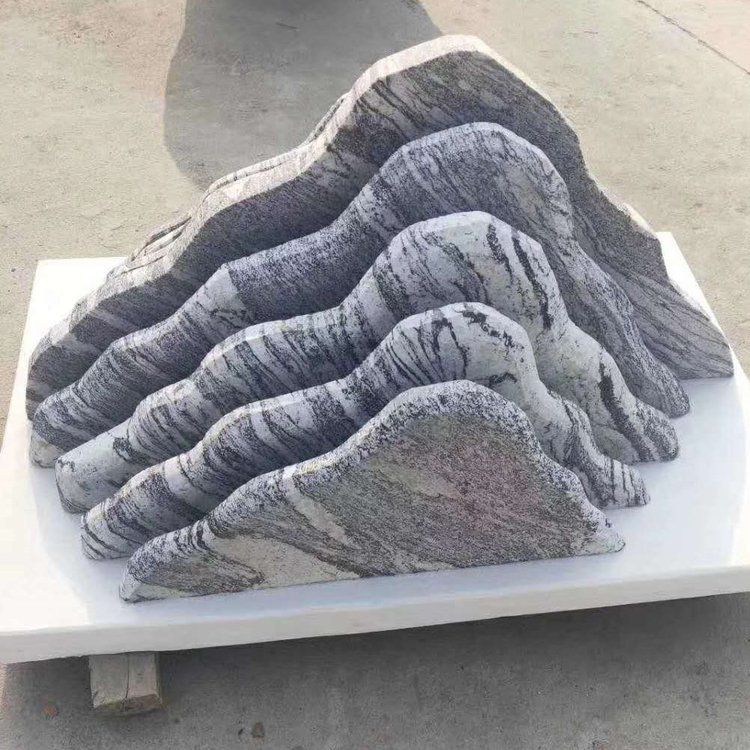 厂销雪浪石切片 泰山石片石 大型刻字石 园林造景组合景观石 (2)