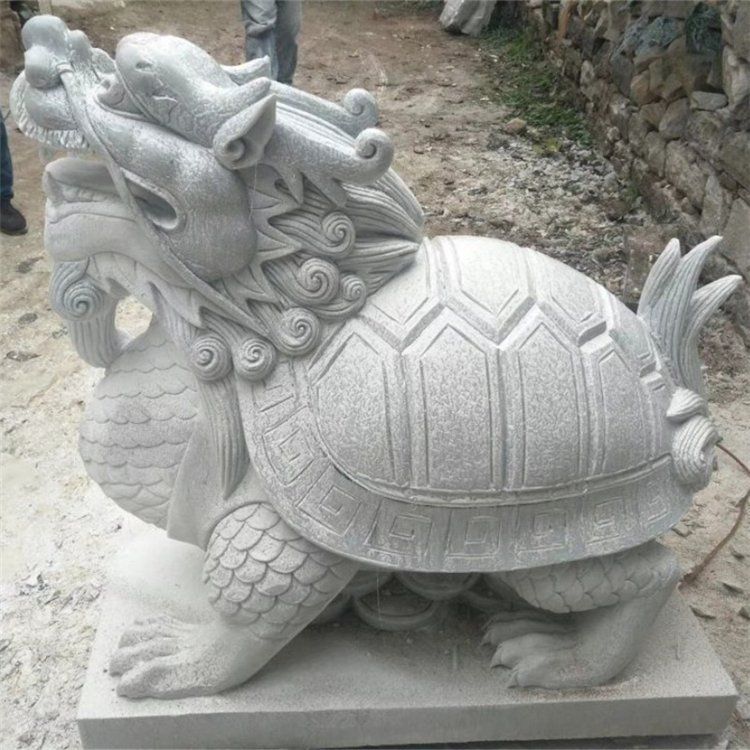 厂家定制石雕乌龟 石雕龙龟 大理石雕刻招财摆件 (5)